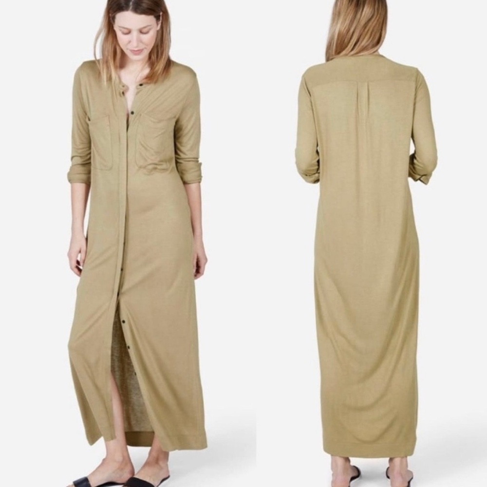Everlane The Ryan Long Sleeve Button Down Utility Cargo Maxi Shirt Dress